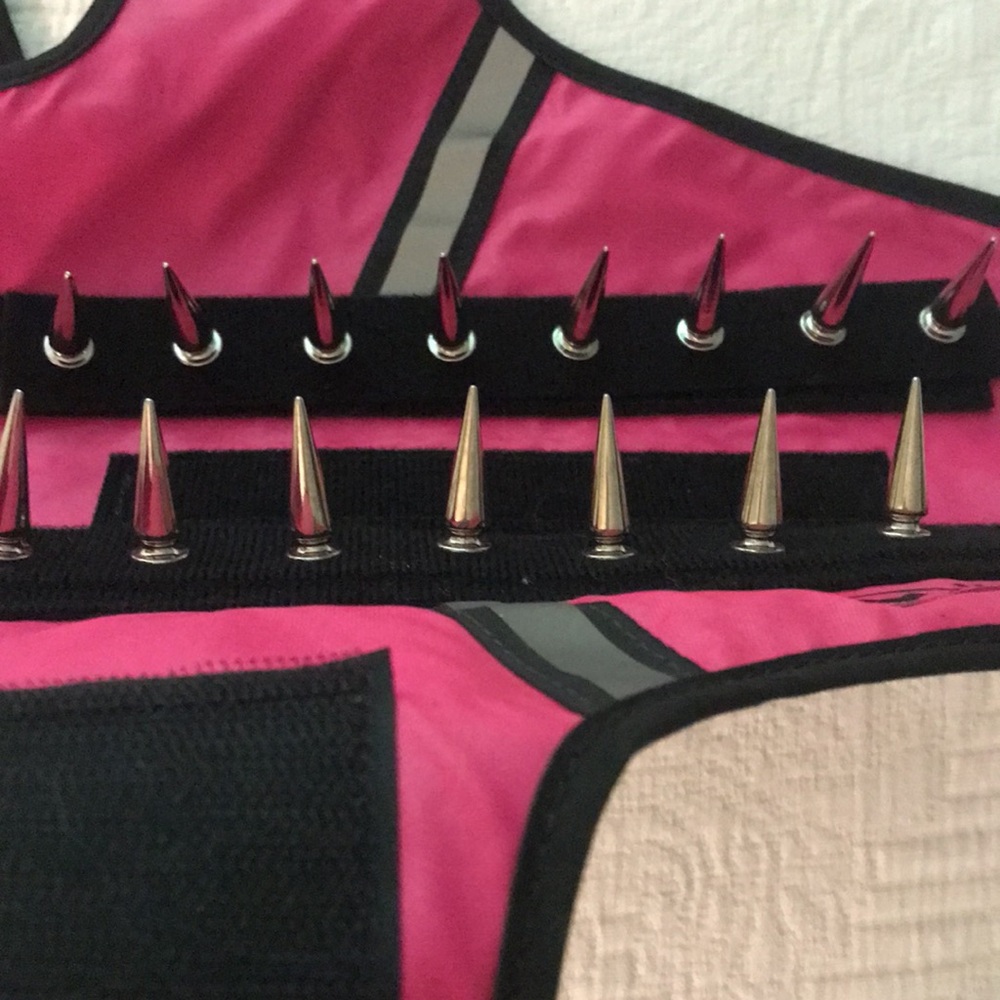 Coyote Vest Pet Body Armor for Dog or Cat Pink with Silver Spikes XS - Picture 5 of 15